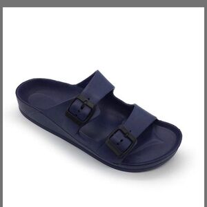 FUNKYMONKEY Men's Comfort Slides Double Buckle Adjustable EVA Flat Sandals 8 M